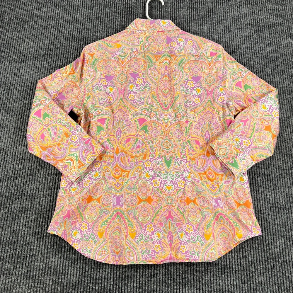 Chaps Shirt Womens Large Orange Designer Long Sleeve Button Up Casual Comfort - Picture 13 of 14